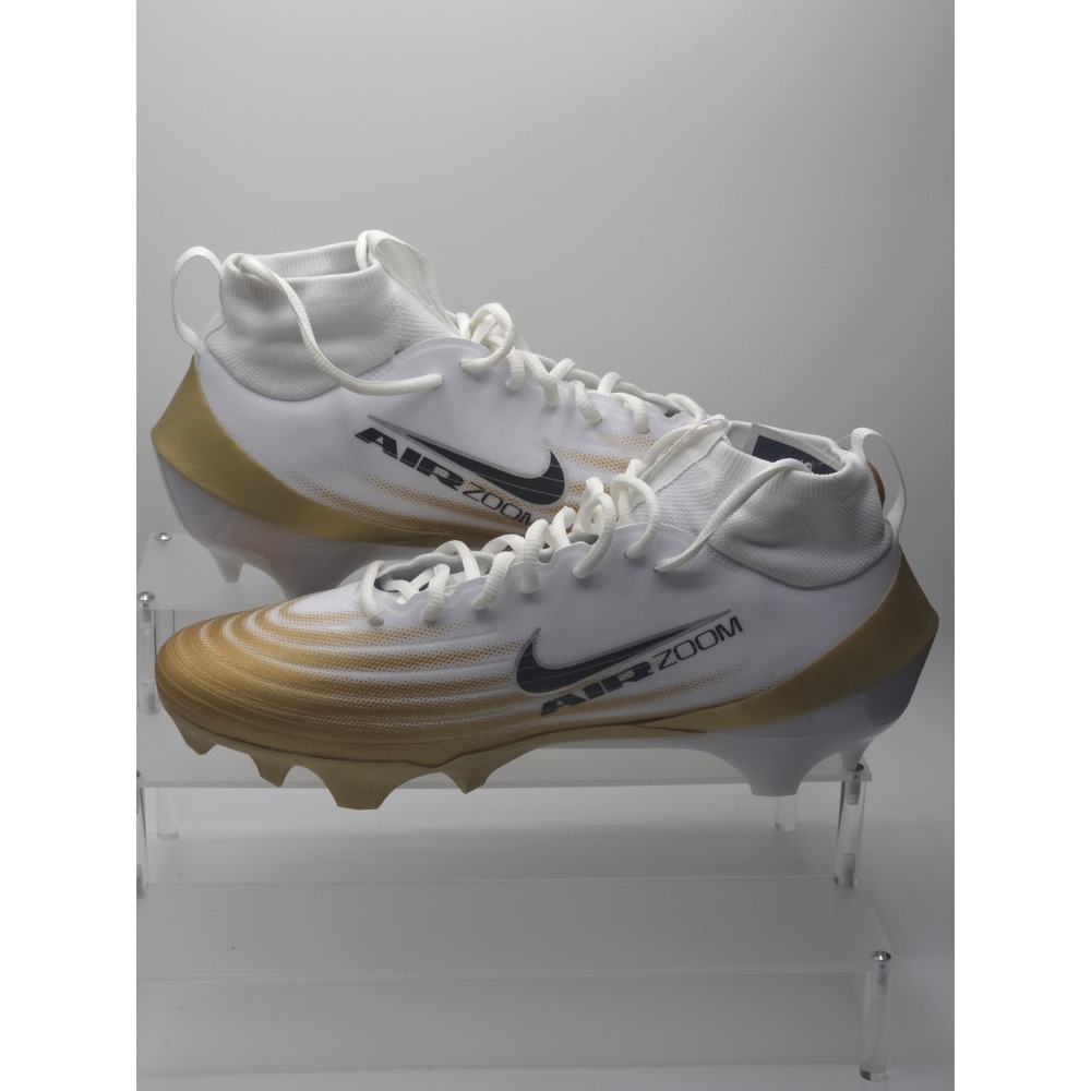 Nike Zoom Air Vapor Pro FB3298-103 White Metallic Gold Football Cleats Size 10.5